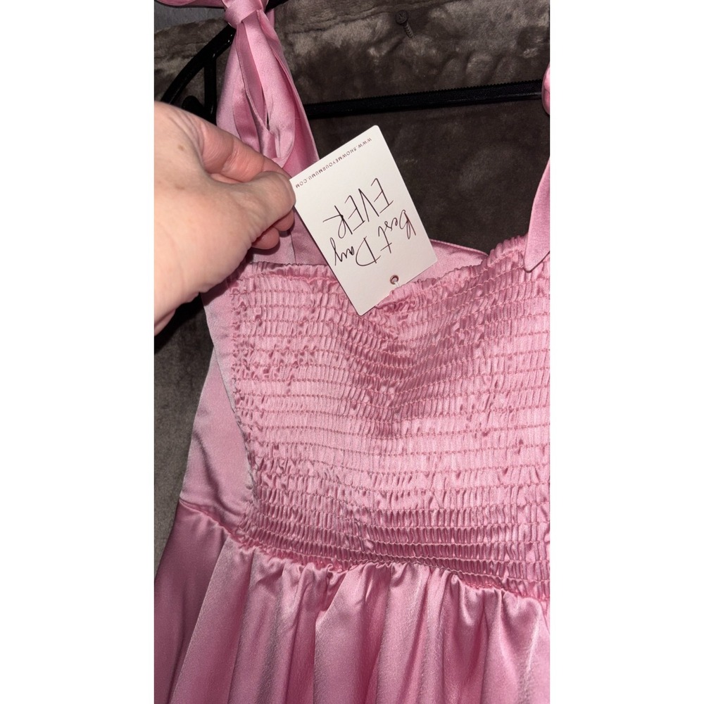 Show Me Your Mumu Garden Midi Dress Womens Large Light Pink Luxe Satin Lined - Picture 10 of 12